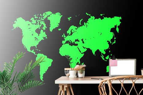 SAMOLEPÍCÍ TAPETA ZELENÁ MAPA NA ČERNÉM POZADÍ - SAMOLEPÍCÍ TAPETY - TAPETY