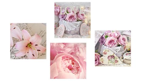 SET OBRAZOV VINTAGE KOŠÍKY S KVETINAMI - ZOSTAVY OBRAZOV - OBRAZY