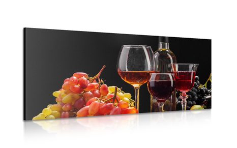 CANVAS PRINT ITALIAN WINE AND GRAPES - PICTURES OF FOOD AND DRINKS - PICTURES