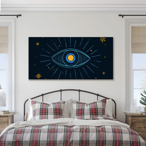 TABLEAU SUR TOILE – ŒIL COSMIQUE RAYONNANT - TABLEAUX PAR THÈME - TABLEAUX
