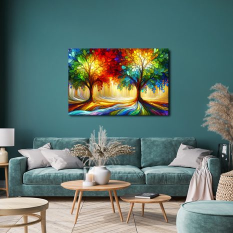 CANVAS SCHILDERIJ KLEURRIJKE LEVENSBOOM IN BOS - SCHILDERIJEN - MEGA UITVERKOOP TOT 70% 🔥