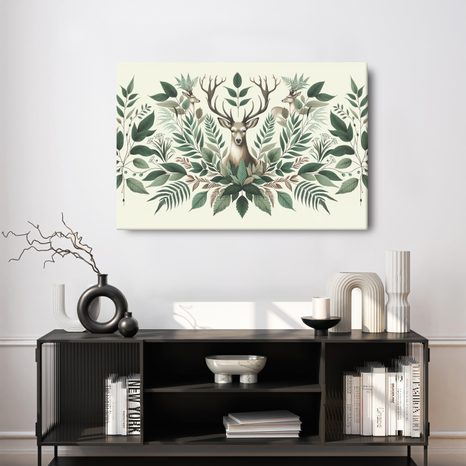 WANDBILD HIRSCH IM WALDKRANZ - BILDER VON HIRSCHEN - BILDER