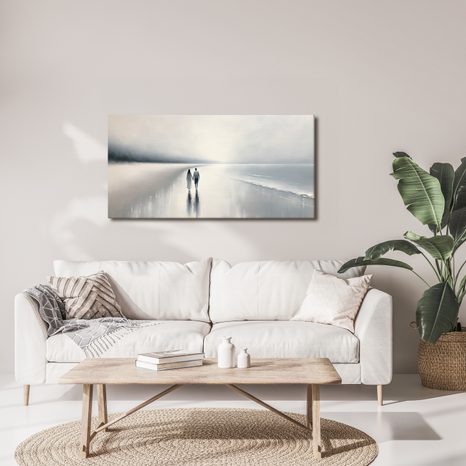 WANDBILD LIEBESPAAR AN DER KÜSTE - BILDER MEER UND STRAND - BILDER