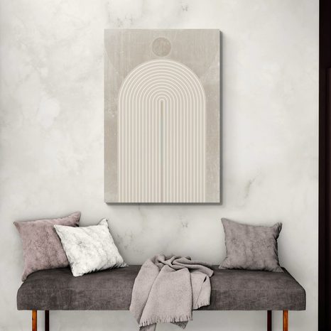 KÉP MODERN BÉZS SZIVÁRVÁNY MID-CENTURY - ABSZTRAKT KÉPEK - KÉPEK