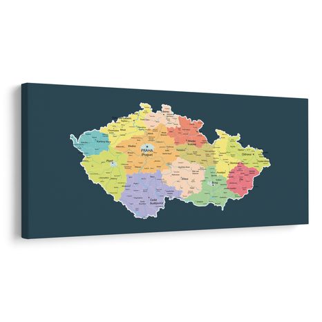 OBRAZ MAPA ČESKA S TMAVÝM POZADÍM - OBRAZY MAPY - OBRAZY