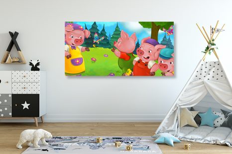 КАРТИНА НА ПЛАТНО – ТРИ ПРАСЕНЦА - КАРТИНИ ЗА ДЕЦА - КАРТИНИ