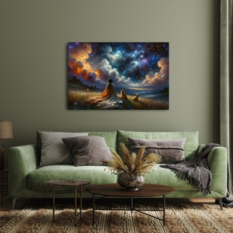 OBRAZ POSTAVA SE ZVÍŘATY POD HVĚZDAMI - OBRAZY PODLE MOTIVU - OBRAZY