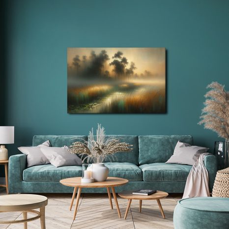 WANDBILD SCHILF IM NEBEL - WANDBILDER FELDER UND WIESEN - BILDER