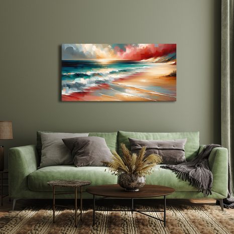 OBRAZ VLN TŘÍŠTÍCÍCH SE O POBŘEŽÍ - OBRAZY MOŘE A PLÁŽ - OBRAZY