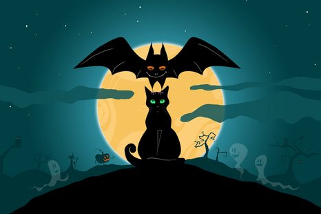 STAMPA SU TELA – AMICHEVOLI SPETTRI AL CHIARO DI LUNA - QUADRI DI GATTI - STAMPE E QUADRI