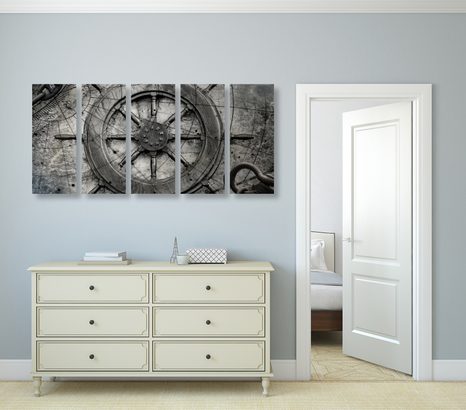 5-DÍLNÝ OBRAZ NÁMOŘNICKÉ KORMIDLO - OBRAZY ZÁTIŠÍ - OBRAZY