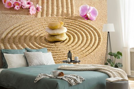 SAMOLEPÍCÍ FOTOTAPETA ZAHRADA S FENG SHUI PRVKY - SAMOLEPÍCÍ TAPETY - TAPETY