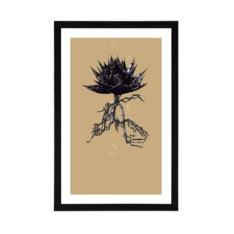 POSTER MIT PASSEPARTOUT ALOE VERA IN ERDIGEN FARBEN - MOTIVE AUS UNSERER WERKSTATT - POSTER