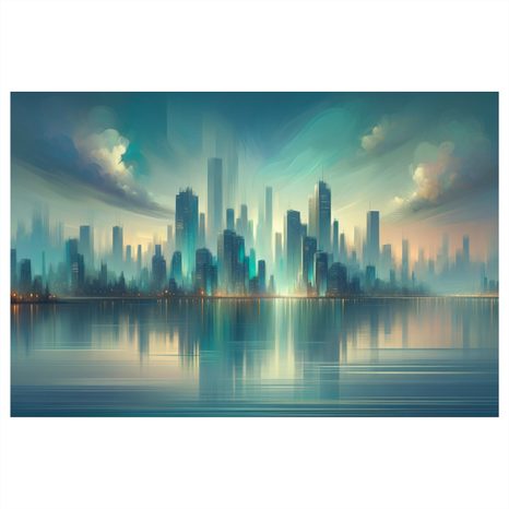 OBRAZ SILUETA MRAKODRAPŮ V PODVEČER - OBRAZY MĚSTA - OBRAZY