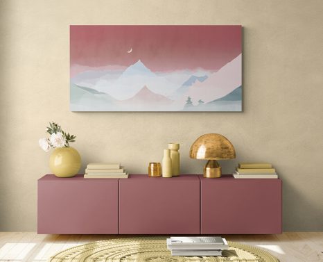 OBRAZ MĚSÍC NAD PASTELOVÝMI HORAMI - OBRAZY HORY - OBRAZY