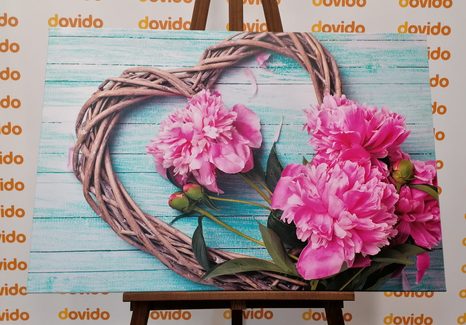 КАРТИНА НА ПЛАТНО – БОЖУРИ НА ДЪРВЕНО СЪРЦЕ - КАРТИНИ ЛЮБОВ - КАРТИНИ