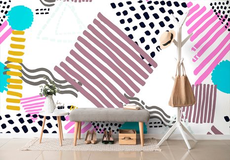 WALLPAPER MEMPHIS PATTERN IN POP-ART STYLE - ABSTRACT WALLPAPERS - WALLPAPERS