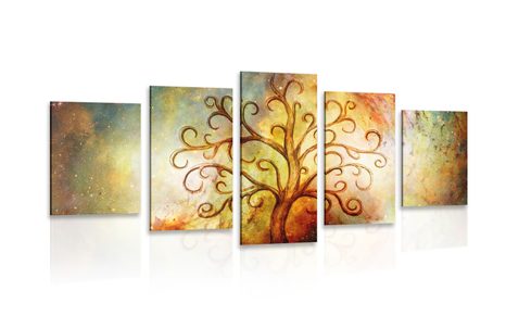 5-PIECE CANVAS PRINT TREE OF LIFE WITH SPACE ABSTRACTION
