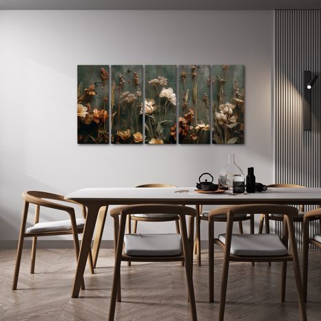 5-TEILIGES WANDBILD BLUMENHARMONIE - BILDER BLUMEN - BILDER