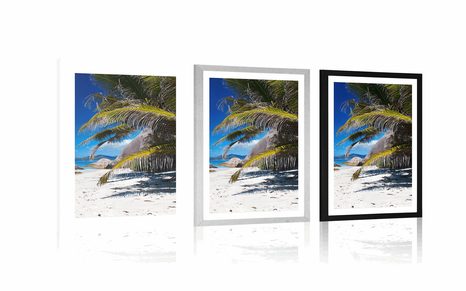 POSTER CU PASSEPARTOUT FRUMUSEȚEA PLAJEI ANSE SOURCE - NATURĂ - POSTERE