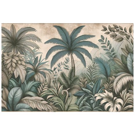 CARTA DA PARATI – GIUNGLA TROPICALE IN TONI PASTELLO - CARTA DA PARATI GIUNGLA - CARTA DA PARATI
