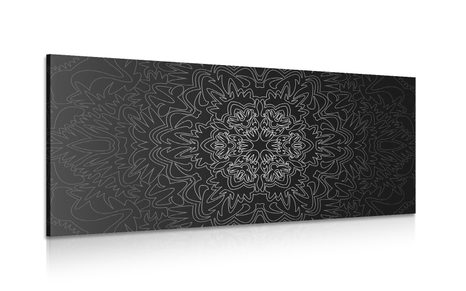 CANVAS PRINT ORNAMENTAL MANDALA IN BLACK AND WHITE - BLACK AND WHITE PICTURES - PICTURES