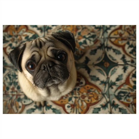 OBRAZ ROZTOMILÝ MOPS NA DLAŽBĚ - OBRAZY PSI - OBRAZY