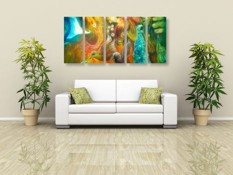 TABLOU 5-PIESE POSEIDON SUB NIVELUL MĂRII - TABLOURI ABSTRACTE - TABLOURI