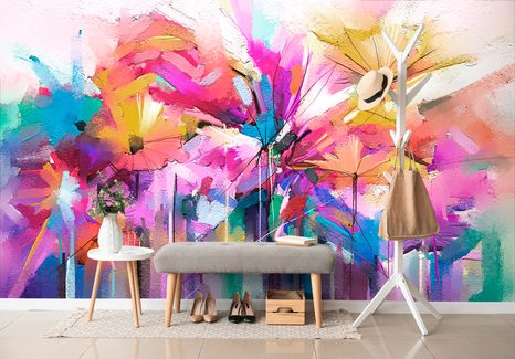 SELBSTKLEBENDE TAPETE ABSTRAKTE BUNTE BLUMEN - SELBSTKLEBENDE TAPETEN - TAPETEN