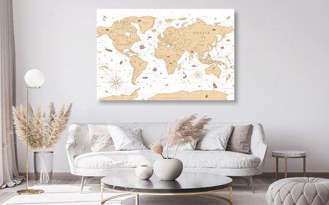 OBRAZ NA KORKU BÉŽOVÁ MAPA - OBRAZY NA KORKU - OBRAZY