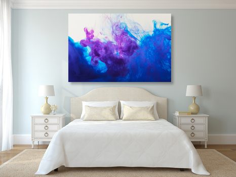 КАРТИНА НА ПЛАТНО – МАСТИЛО В СИНЬО-ЛИЛАВИ НЮАНСИ - АБСТРАКТНИ КАРТИНИ - КАРТИНИ