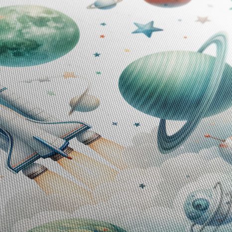 WANDBILD RAKETE ZWISCHEN PLANETEN - KINDERBILDER WELTRAUM - BILDER