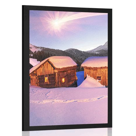 POSTER SNOWY MOUNTAIN VILLAGE - NATURE - POSTERS