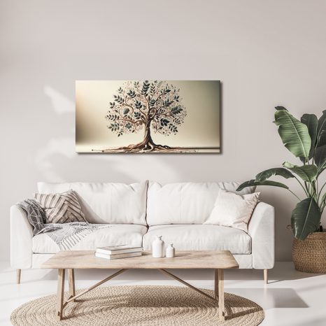 TABLOU ARBORELE VIEȚII CU FRUNZE ȘI SPIRALE - TABLOURI ARBORII VIEȚII - TABLOURI