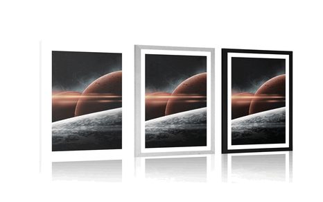 PLAKAT S PASPARTUOM PLANETI U GALAKSIJI - SVEMIR I ZVIJEZDE - PLAKATI