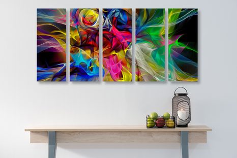 5-DÍLNÝ OBRAZ ABSTRAKTNÍ BAREVNÝ CHAOS - ABSTRAKTNÍ OBRAZY - OBRAZY