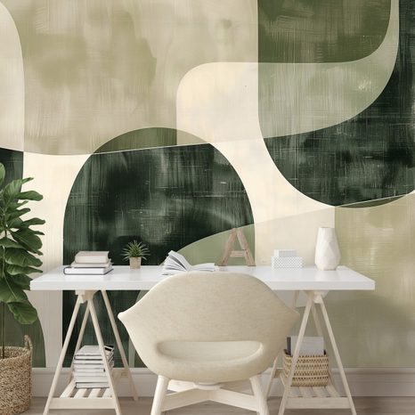 SAMOLEPIACA TAPETA ABSTRAKTNÉ ZELENÉ OBLÚKY - ABSTRAKTNÉ TAPETY - TAPETY