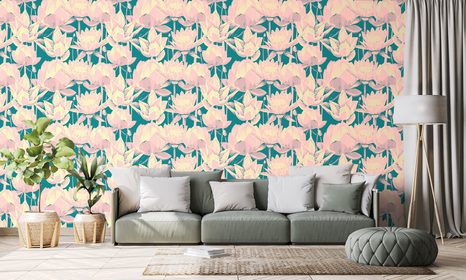 TAPETA ROMANTYCZNE LILIE WODNE - TAPETY KWIATY - TAPETY