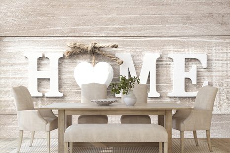 TAPETE MIT DER AUFSCHRIFT HOME IM VINTAGE-DESIGN - TAPETEN MIT ZITATEN UND SPRÜCHEN - TAPETEN