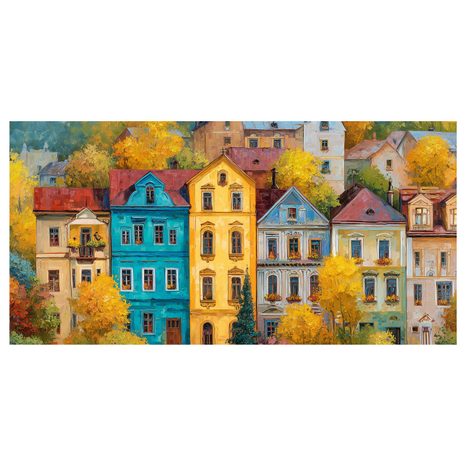 OBRAZ BAREVNÉ DOMY V PODZIMU - BAREVNÉ DOMY - OBRAZY