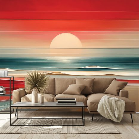 TAPETE ABSTRAKTER SONNENUNTERGANG ÜBER DEM OZEAN - TAPETEN SONNENAUFGANG UND SONNENUNTERGANG - TAPETEN