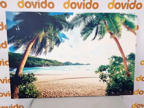 TABLEAU SUR TOILE – COUCHER DE SOLEIL SUR L'ÎLE DES SEYCHELLES - TABLEAUX DE LA NATURE ET DES PAYSAGES - TABLEAUX