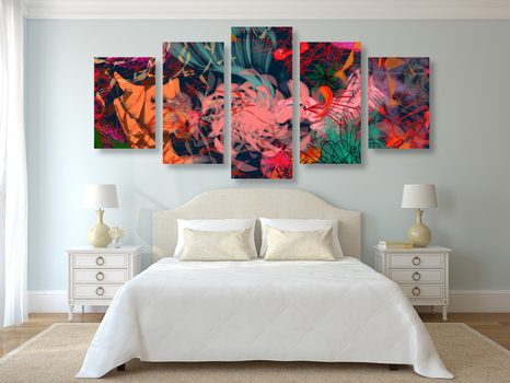 5 RÉSZES KÉP ABZSTRAKT VIRÁGOK - ABSZTRAKT KÉPEK - KÉPEK