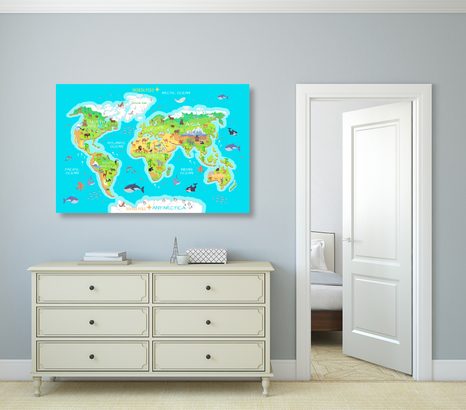 TABLOU HARTA GEOMETRICĂ A LUMII PENTRU COPII - TABLOURI PENTRU COPII - TABLOURI