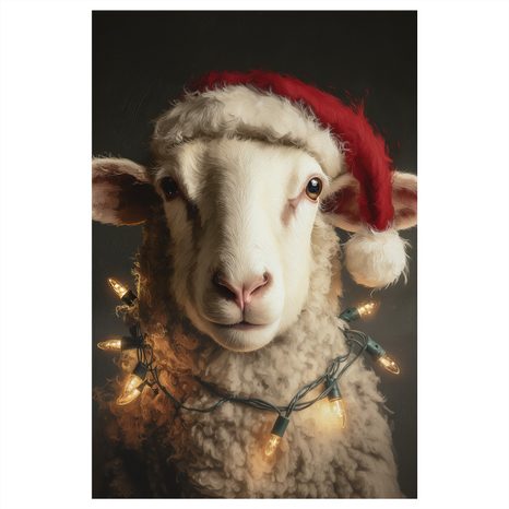 OBRAZ OVCE S VÁNOČNÍ ČEPICÍ - VÁNOČNÍ A ZIMNÍ OBRAZY - PICTURES