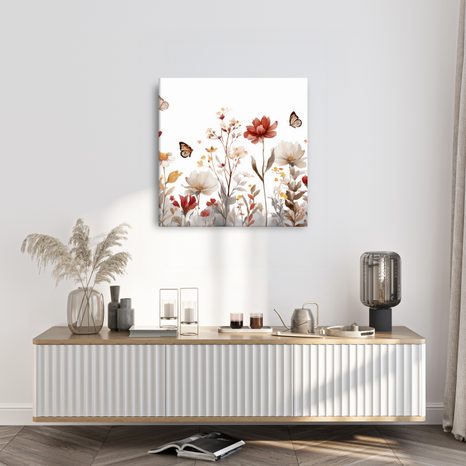 WANDBILD FRÜHLINGSBLÜTEN UND SCHMETTERLINGE - BILDER VON SCHMETTERLINGEN - BILDER