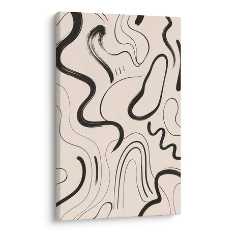 TABLEAU SUR TOILE – COURBES ORGANIQUES EN BEIGE - IMAGES FORMES ABSTRAITES - TABLEAUX