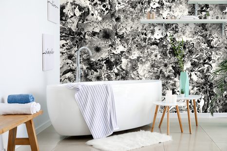 TAPETA KVĚTINY V ČERNOBÍLÉM PROVEDENÍ - ČERNOBÍLÉ TAPETY - TAPETY