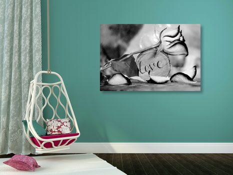 WANDBILD ROMANTISCHES GESTÄNDNIS LOVE IN SCHWARZ-WEISS - SCHWARZ-WEISSE BILDER - BILDER