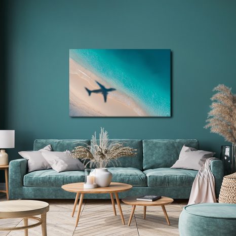 WANDBILD STRAND UND FLUGZEUGSCHATTEN - BILDER MEER UND STRAND - BILDER